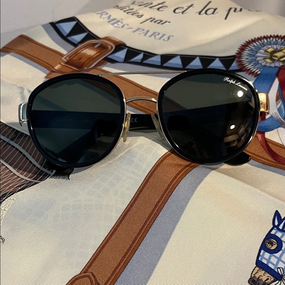 Ralph Lauren Black Sunglasses with Gold Detail - Picture 1 of 2